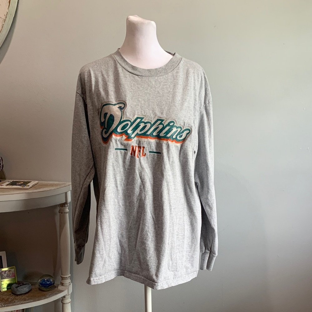 [NFL] “Miami Dolphins”  Apparel Gray Long Sleeve Shirt - Size Medium